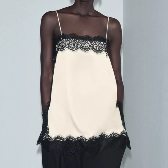 ZARA SATIN EFFECT LACE TOP ZW COLLECTION - Picture 2 of 14